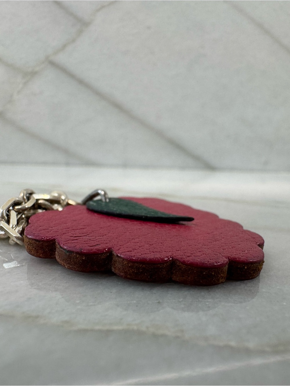 !SOLD! Hermes Leather Raspberry Bag Charm Keychain - Picture 8 of 8